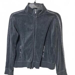 Active by St. John's Bay Women's Gray Velour Soft  Full Zip Hoodie Jacket Medium